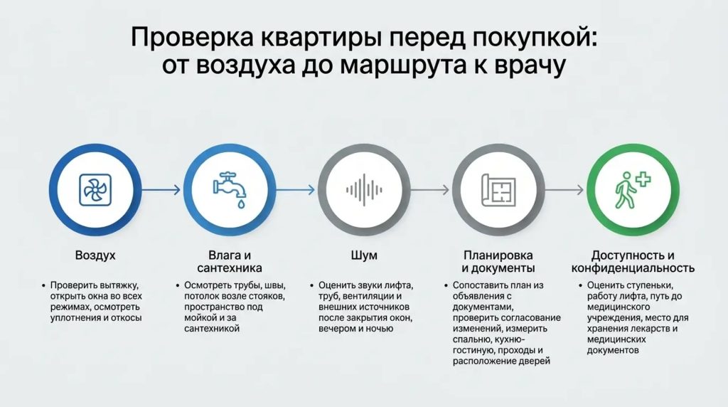 Проверка квартиры перед покупкой: от воздуха до маршрута к врачу